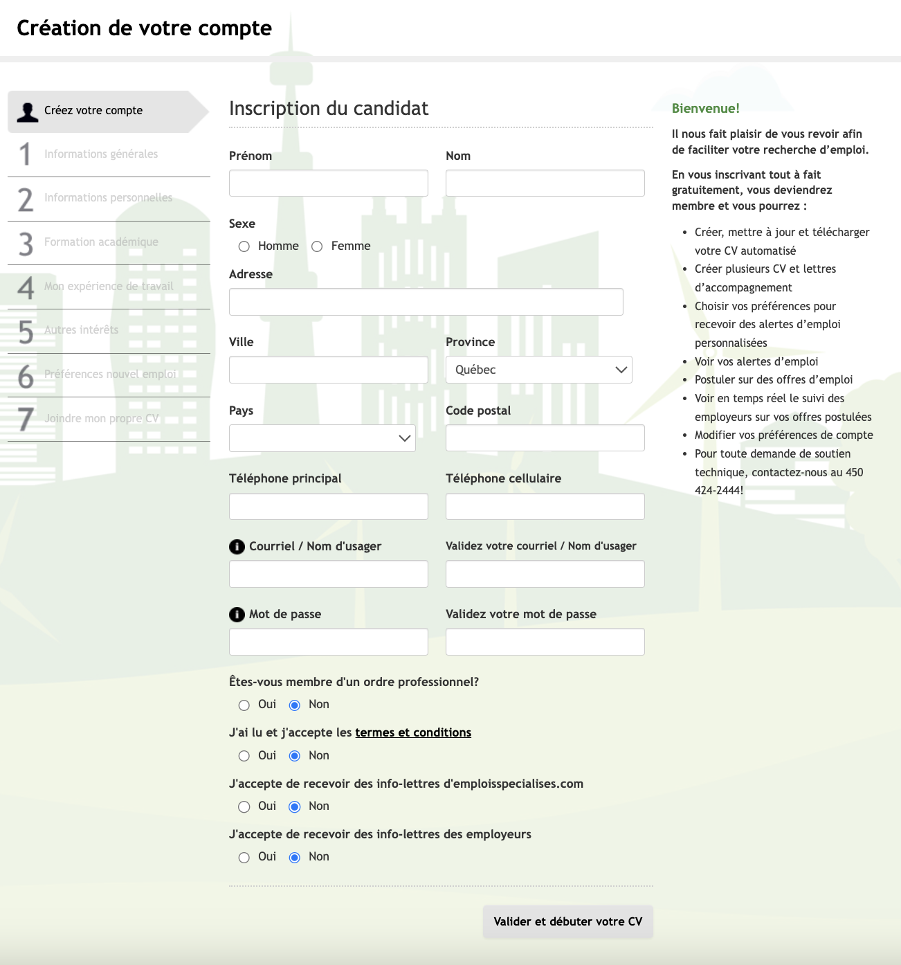 Remplissez votre CV automatisé sur emploisenenvironnement.com!